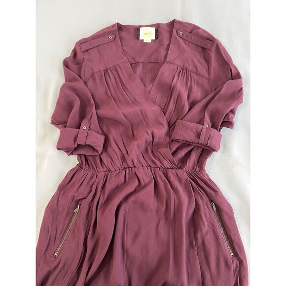 MAEVE ANTHROPOLOGIE BURGUNDY DRESS V-NECK BOHO SIZE MEDIUM - Picture 11 of 16